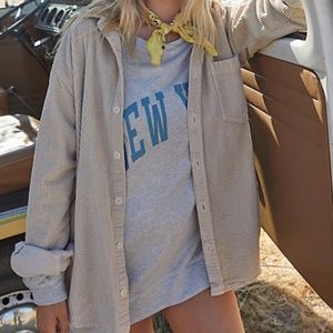 free people corduroy button-down shirt